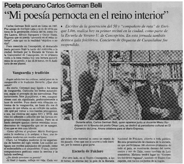 "Mi poesía pernocta en el reino interior"