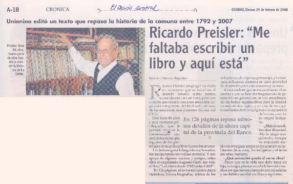 Ricardo Preisler: "Me faltaba escribir un libro y aquí está" (entrevista)