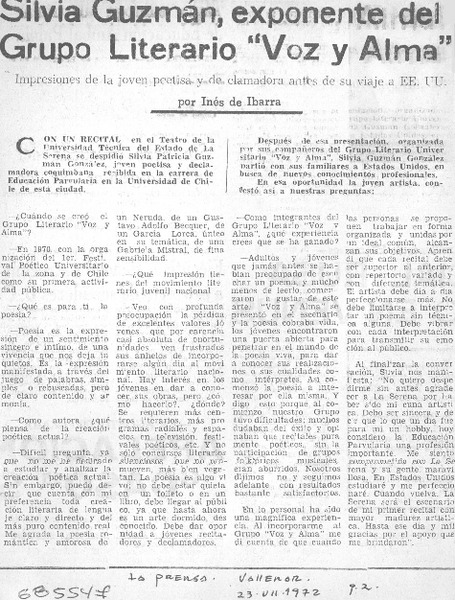 Silvia Guzmán, exponente del grupo literario "Voz y alma": [entrevista]
