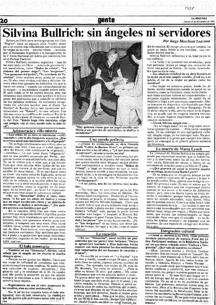 Silvina Bullrich: sin ángeles ni servidores