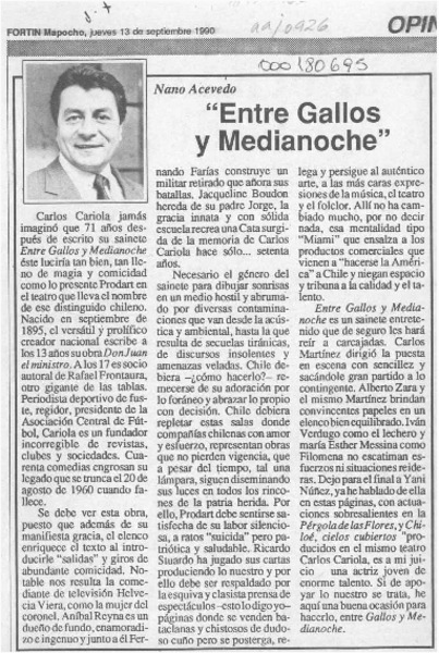 "Entre gallos y medianoche"  [artículo] Nano Acevedo.