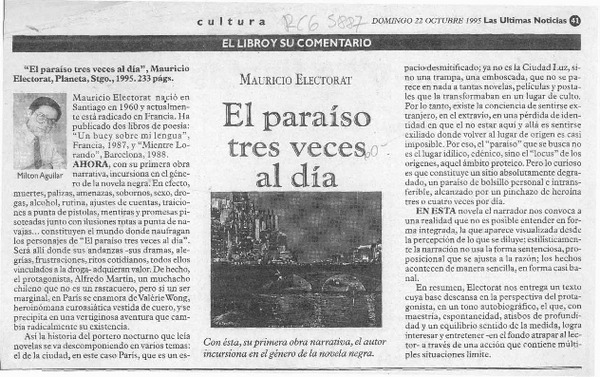 El paraíso tres veces al día  [artículo] Mauricio Electorat.