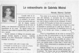 Lo extraordinario de Gabriela Mistral  [artículo] Marcela Albornoz Dachelet.