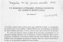 Un diálogo literario, poemas inéditos de Alberto Blest Gana  [artículo] Sara Almarza.
