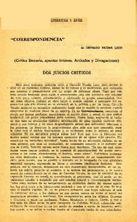 Correspondencia"  [artículo] Alone.