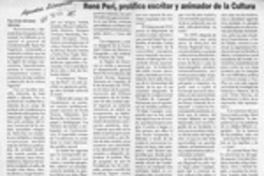 René Peri, prolífico escritor y animador de la cultura  [artículo] Oriel Alvarez Gómez.