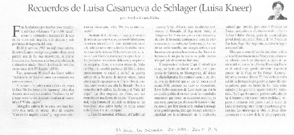 Recuerdos de Luisa Casanueva de Schlager