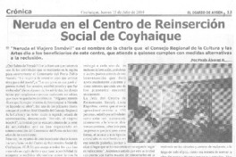 Neruda en el Centro de Reinserción Social de Coyhaique