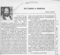 En torno a Neruda  [artículo] Adriano Améstica.