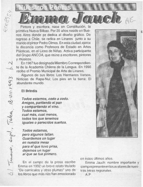Emma Jauch  [artículo] A. P.
