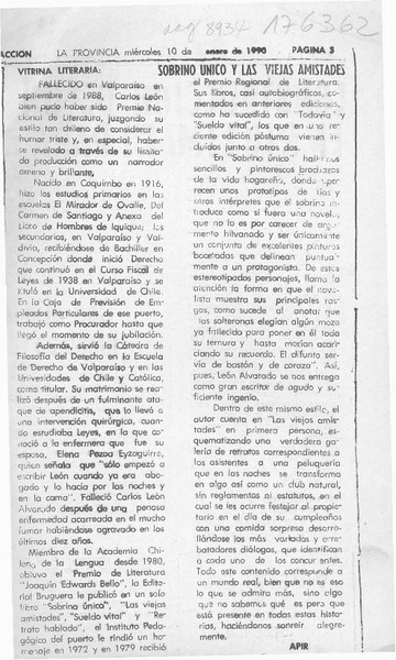 Sobrino único y las viejas amistades  [artículo] Apir.