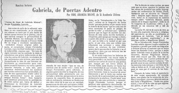 Gabriela, de puertas adentro