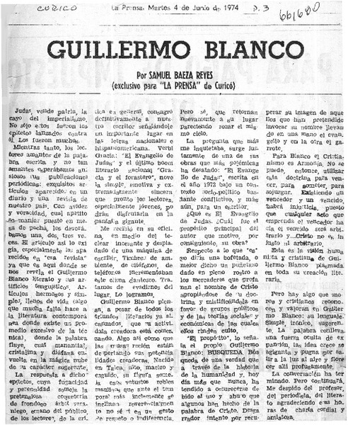 Guillermo Blanco  [artículo] Samuel Baeza Reyes.