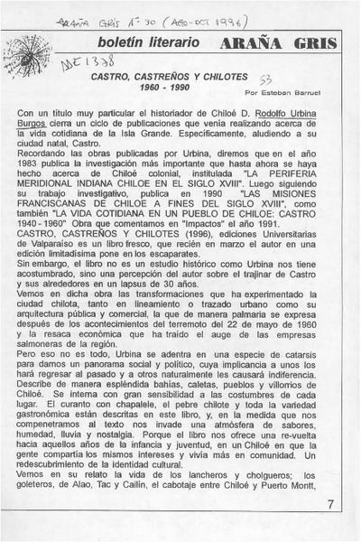 Castro, castreños y chilotes  [artículo] Esteban Barruel.