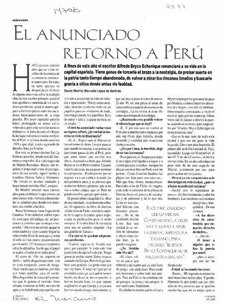 El anunciado retorno a Perú  [artículo].