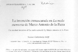 La invención enmascarada en La mala memoria de Marco Antonio de la Parra