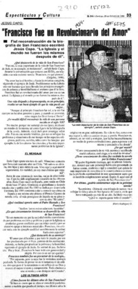 "Francisco fue un revolucionario del amor"  [artículo] Mario Rodríguez O.