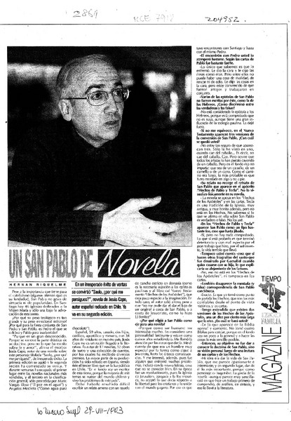 Un San Pablo de novela  [artículo] Hernán Riquelme.