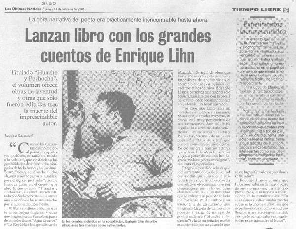 Lanzan libro con los grandes cuentos de Enrique Lihn.
