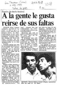 A la gente le gusta reírse de sus faltas  [artículo] Dora Chipoco Jorquera.