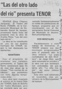 "Las del otro lado del río" presenta TENOR