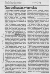 Dos delicadas vivencias