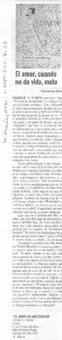 El amor, cuando no da vida, mata