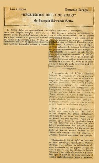 Recuerdos de 14 de siglo  [artículo] / Gonzalo Drago.
