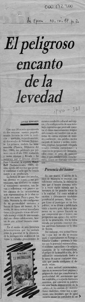 El peligroso encanto de la levedad  [artículo] Javier Edwards.