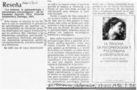 La persona, la psicopatología y psicoterapia antropológicas  [artículo] E. U.