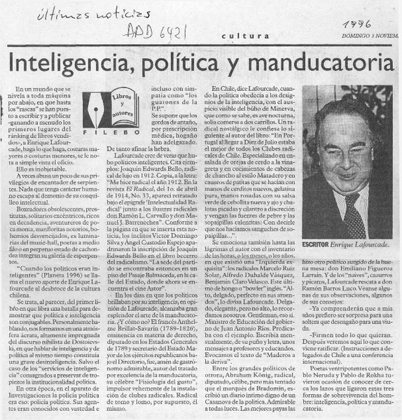 Inteligencia, política y manducatoria  [artículo] Filebo.
