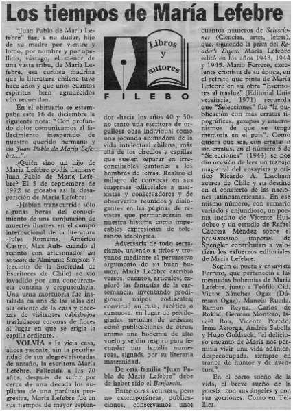 Los tiempos de María Lefebre