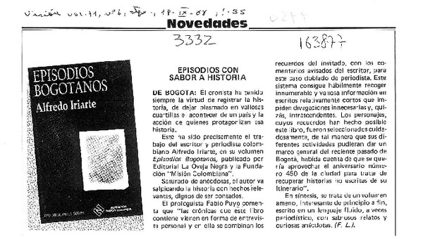 Episodios con sabor a historia  [artículo] F. L.