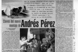 Claves del nuevo montaje de Andrés Pérez  [artículo] Marcela Fuentealba