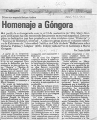 Homenaje a Góngora  [artículo] Cristián Garay.