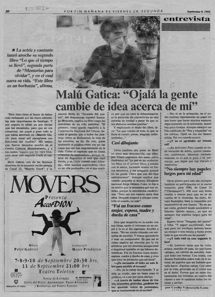 Malú Gatica, "Ojalá la gente cambie de idea acerca de mí"