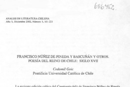 Francisco Núñez de Pineda y Bascuñán y otros. Poesía de reino de Chile: siglo XX