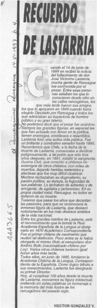 Recuerdo de Lastarria