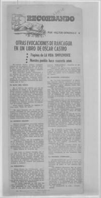 Otras evocaciones de Rancagua en un libro de Oscar Castro
