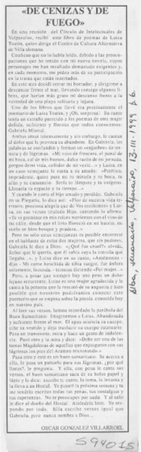 De cenizas y de fuego  [artículo] Oscar González Villarroel