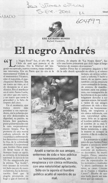 El negro Andrés  [artículo] Rafael Gumucio