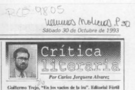 Guillermo Trejo, "En los vacíos de la ira"  [artículo] Carlos Jorquera Alvarez.