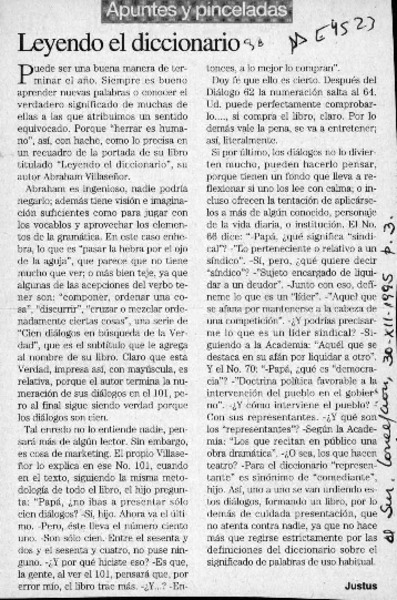 Leyendo el diccionario  [artículo] Justus.