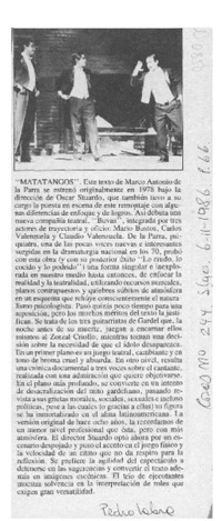 "Matatangos"  [artículo] Pedro Labra.