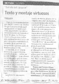 Texto y montaje vistuosos
