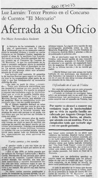 Aferrada a su oficio  [artículo] Maité Armendáriz Azcárate.