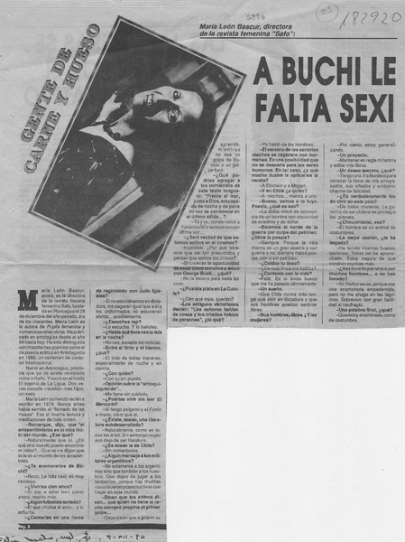 A Buchi le falta sexi  [artículo].