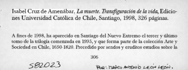 La muerte, transfiguración de la vida  [artículo] Marco Antonio León León