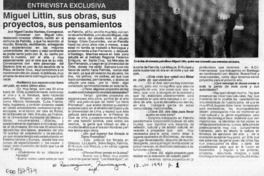Miguel Littin, sus obras, sus proyectos, sus pensamientos  [artículo] José Miguel Catalán Martínez.