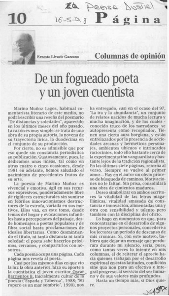 De un fogueado poeta y un joven cuentista